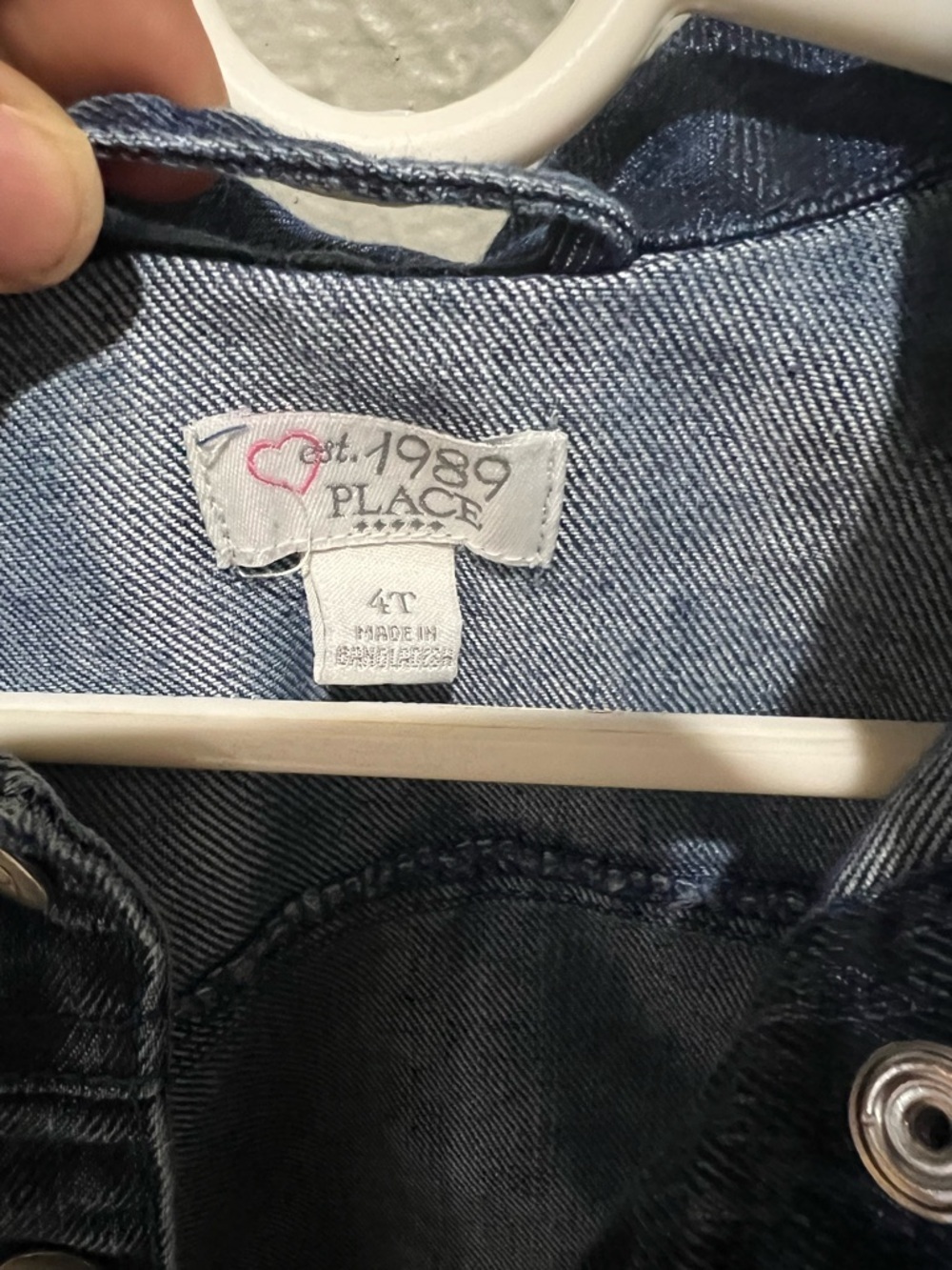 The Children's Place Dark Blue Denim Jean Jacket Cotton Blend Size 4T EUC - Picture 2 of 4